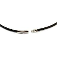 4mm Braided Rubber Necklace With Stainless Clasp-Black