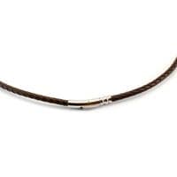 4mm Braided Rubber Necklace With Stainless Clasp-Brown