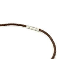 4mm Braided Rubber Necklace With Stainless Clasp-Brown