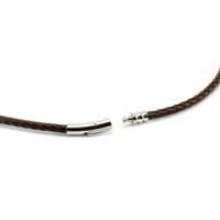 4mm Braided Rubber Necklace With Stainless Clasp-Brown