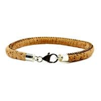 5mm Cork Bracelet With Sterling Silver Clasp-Natural