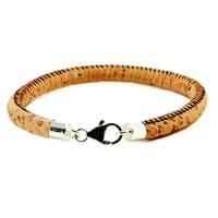 5mm Cork Bracelet With Sterling Silver Clasp-Natural