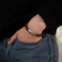 8mm Antique Brown Braided Leather Bracelet With Stainless Steel Trigger Clasp