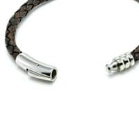 Antique Brown Braided Double wrapped  Leather Bracelet With Steel Trigger Clasp
