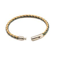 Braided Cork Bracelet With Stainless Steel Clasp-Natural/Blue
