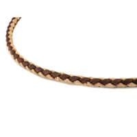 Braided Cork Necklace With Sterling Silver Twist Clasp-Natural/Brown