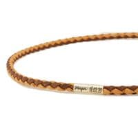 Braided Cork Necklace With Sterling Silver Twist Clasp-Natural/Brown