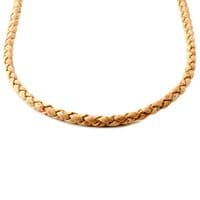 Braided Cork Necklace With Sterling Silver Twist Clasp-Natural