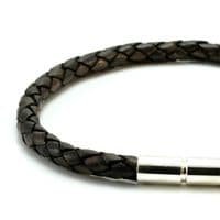Braided Leather Bracelet With Sterling Silver Push and Twist Clasp