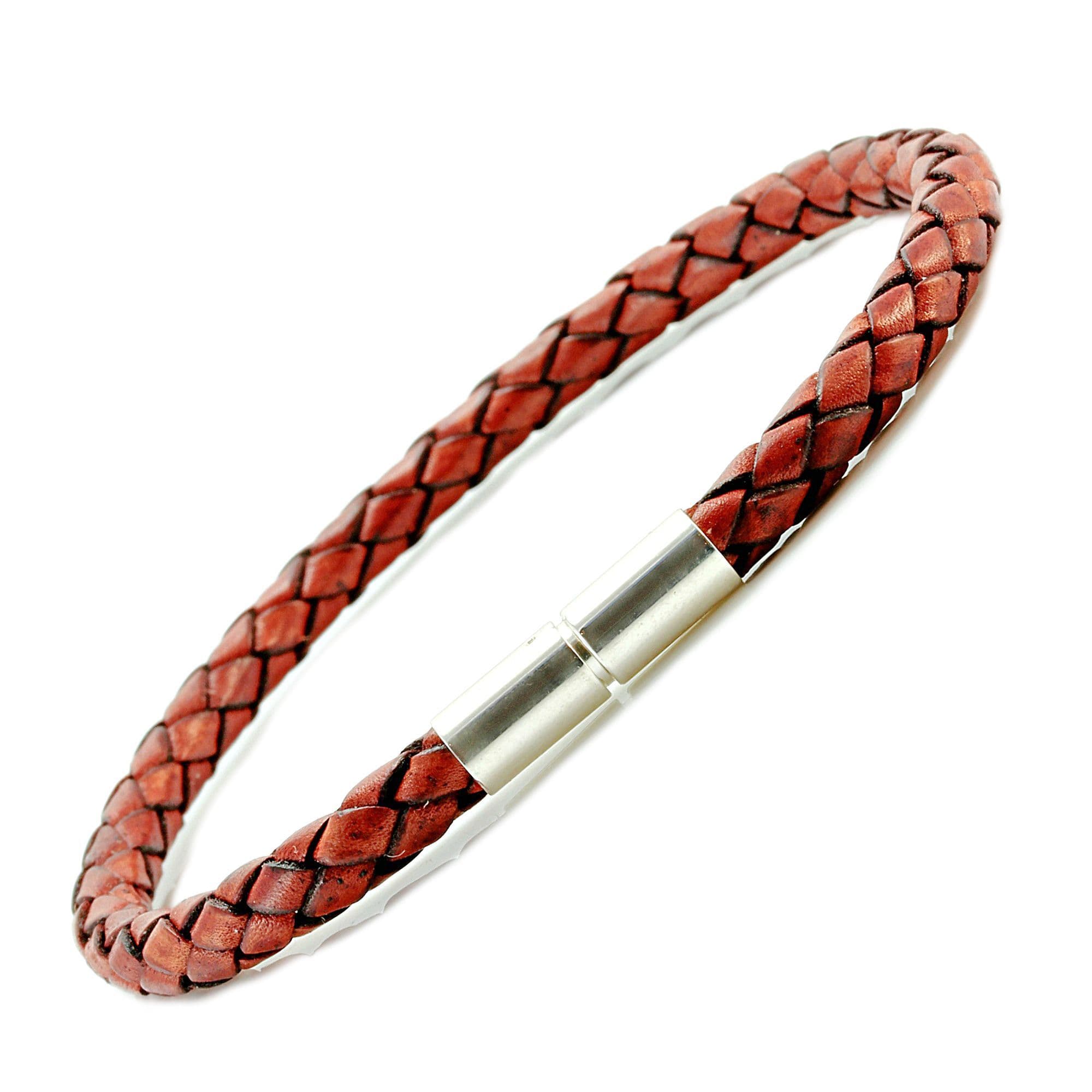 Clasp Bracelet Sterling Silver Leather Bracelet Braided Leather
