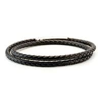 Braided  Rubber Bracelet With Stainless Steel Clasp-Black