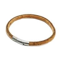 Cork Bracelet With Stainless Steel Clasp-Natural