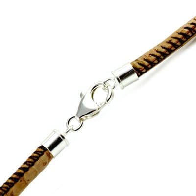 Cork Necklace With Sterling Silver  Clasp