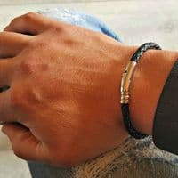 Dark Brown Braided Leather Bracelet With Stainless Steel Trigger Clasp