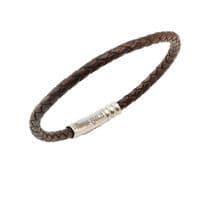 Dark Brown Braided Leather Bracelet With Stainless Steel Trigger Clasp-Double Wrap