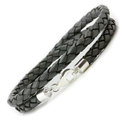 Double Wrapped Leather Bracelet With Sterling Silver Clasp
