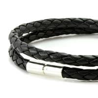 Double Wrapped Leather Bracelet With Sterling Silver Twist Clasp
