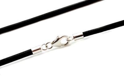 Greek Leather Necklace With Sterling Silver Clasp-Black