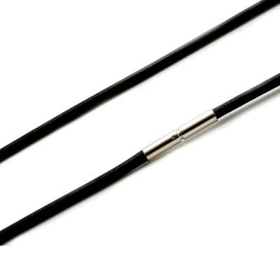 Greek Leather Necklace With Sterling Silver Twist Clasp-Black