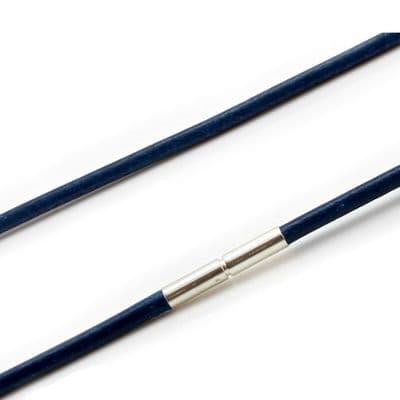 Greek Leather Necklace With Sterling Silver Twist Clasp-Blue