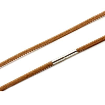 Greek Leather Necklace With Sterling Silver Twist Clasp-Natural Tan