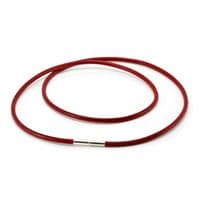 Greek Leather Necklace With Sterling Silver Twist Clasp-Red