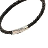 Grey Braided Leather Bracelet With Stainless Steel Trigger Clasp
