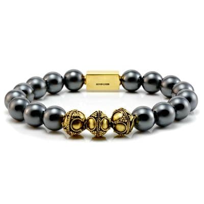 Mens Classic Hematite & Gold Bracelet