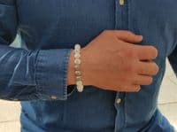 Mens Classic Howlite & Silver Bracelet