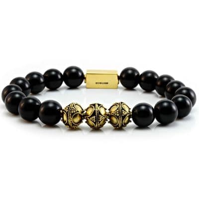 Mens Classic Onyx & Gold Bracelet