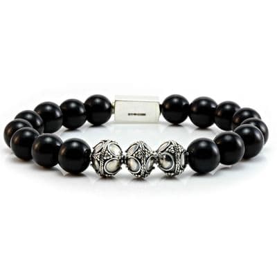 Mens Classic Onyx & Silver Bracelet