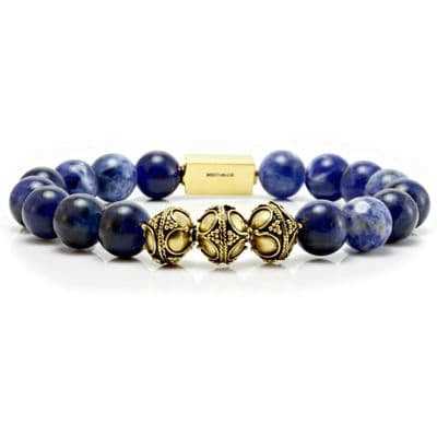 Mens Classic Sodalite & Gold Bracelet