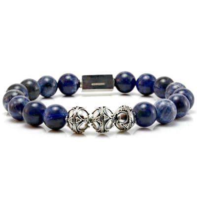 Mens Classic Sodalite & Silver Bracelet