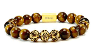 Mens Classic Tigers Eye & Gold Bracelet