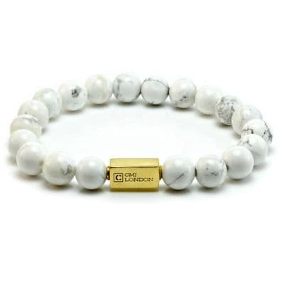 Mens Essential Howlite  & Gold Bracelet