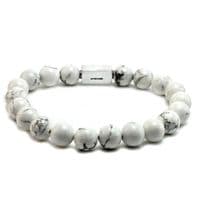 Mens Essential Howlite & Silver Bracelet