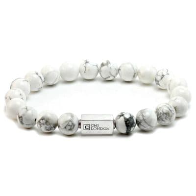 Mens Essential Howlite & Silver Bracelet