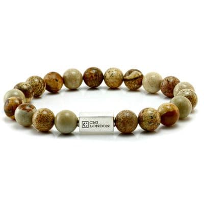 Mens Essential Picture Jasper & Silver Bracelet