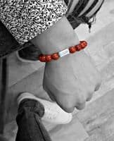 Mens Essential Red Jasper & Silver Bracelet