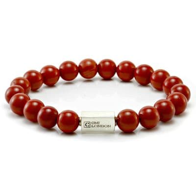 Mens Essential Red Jasper & Silver Bracelet