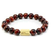 Mens Essential Red Tigers Eye  & Gold Bracelet