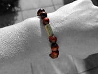 Mens Essential Red Tigers Eye  & Gold Bracelet