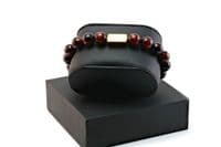 Mens Essential Red Tigers Eye  & Gold Bracelet