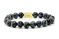 Mens Essential Snowflake Obsidian  & Gold Bracelet