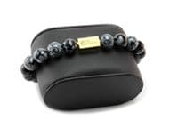 Mens Essential Snowflake Obsidian  & Gold Bracelet
