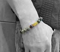 Mens Essential Snowflake Obsidian  & Gold Bracelet