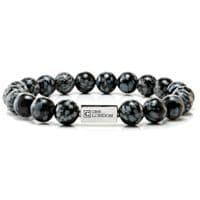 Mens Essential Snowflake Obsidian & Silver Bracelet