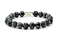 Mens Essential Snowflake Obsidian & Silver Bracelet