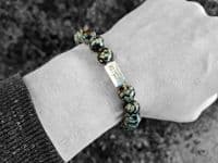 Mens Essential Snowflake Obsidian & Silver Bracelet