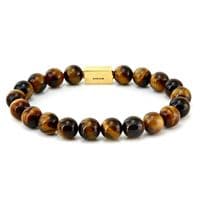 Mens Essential Tigers Eye  & Gold Bracelet